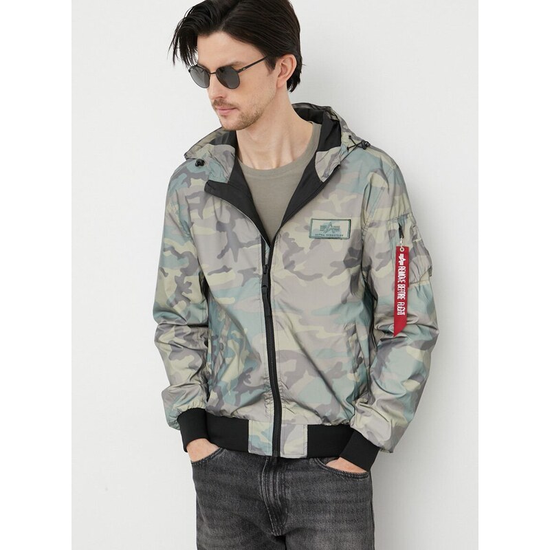 Bunda Alpha Industries pánská, zelená barva, přechodná, 126138RC.408-WdlCamo65