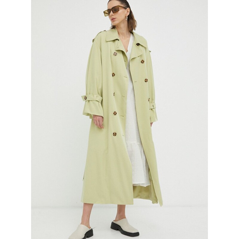 Trench kabát By Malene Birger dámský, zelená barva, přechodný, oversize