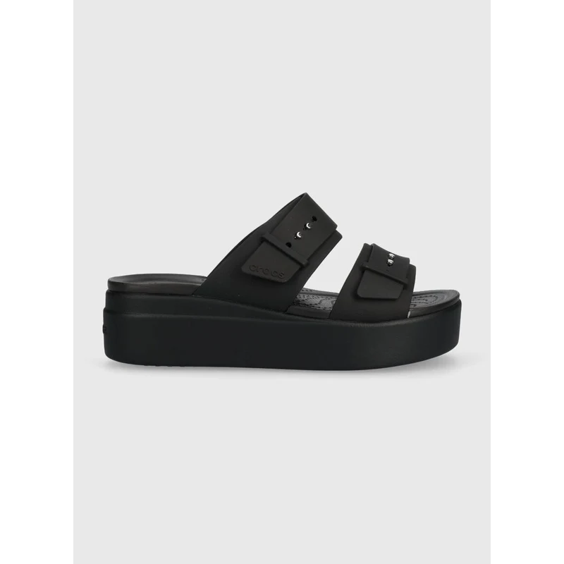 Pantofle Crocs Brooklyn Low Wedge Sandal dámské, černá barva, na platformě,  207431 - GLAMI.cz