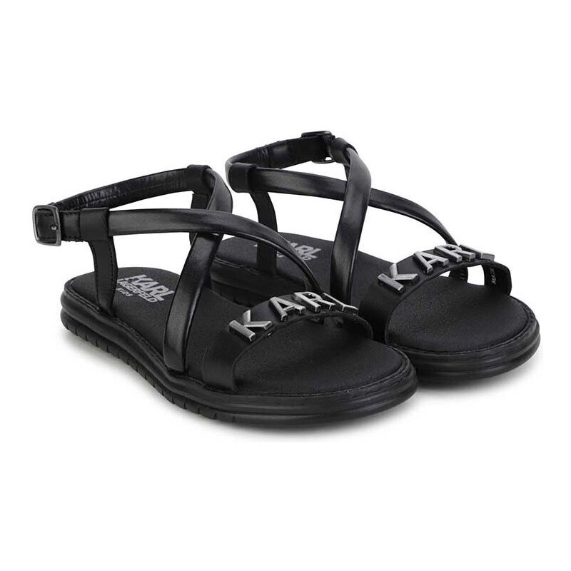 Dětské kožené sandály Karl Lagerfeld černá barva