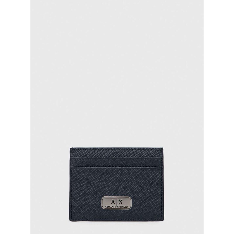 Kožené pouzdro na karty Armani Exchange šedá barva