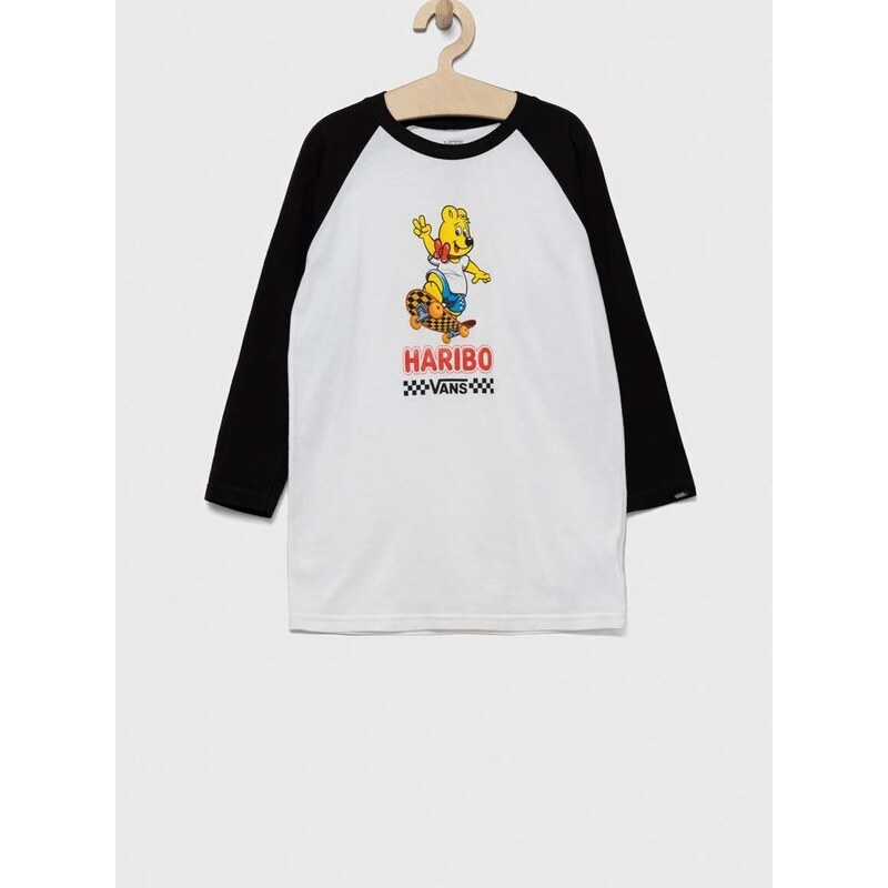 Dětská bavlněná košile s dlouhým rukávem Vans x Haribo bílá barva