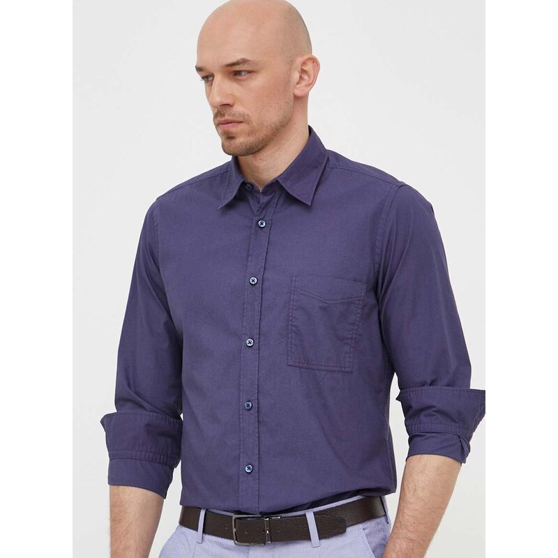 Košile BOSS BOSS ORANGE tmavomodrá barva, regular, s klasickým límcem