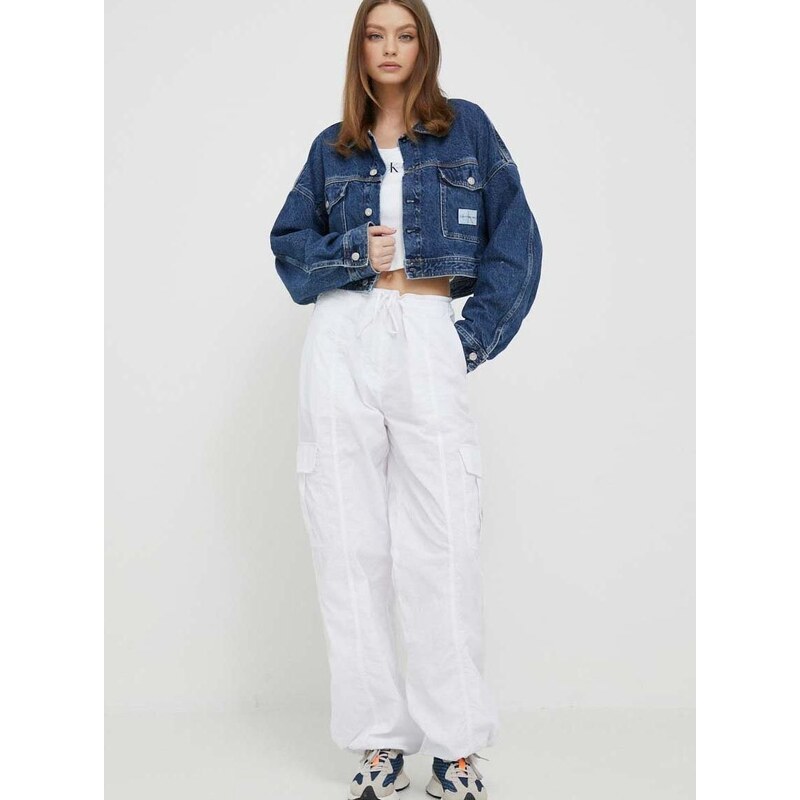 Džínová bunda Calvin Klein Jeans dámská, přechodná, oversize