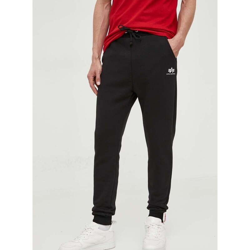 Tepláky Alpha Industries černá barva, hladké, 116370.03-Black