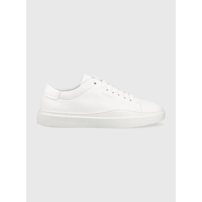 Sneakers boty Calvin Klein LOW TOP LACE UP LTH bílá barva, HM0HM01051