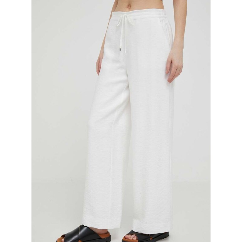 Kalhoty Dkny dámské, bílá barva, jednoduché, high waist
