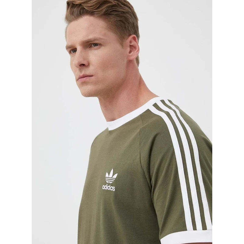 Bavlněné tričko adidas Originals zelená barva, s aplikací - GLAMI.cz