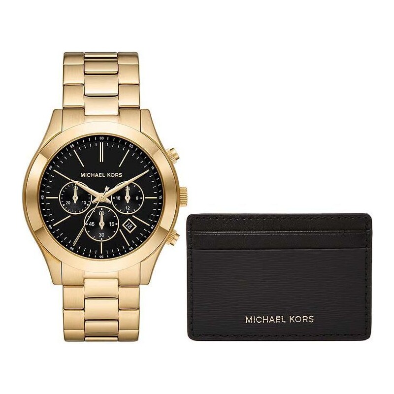 Hodinky a pouzdro na karty Michael Kors zlatá barva