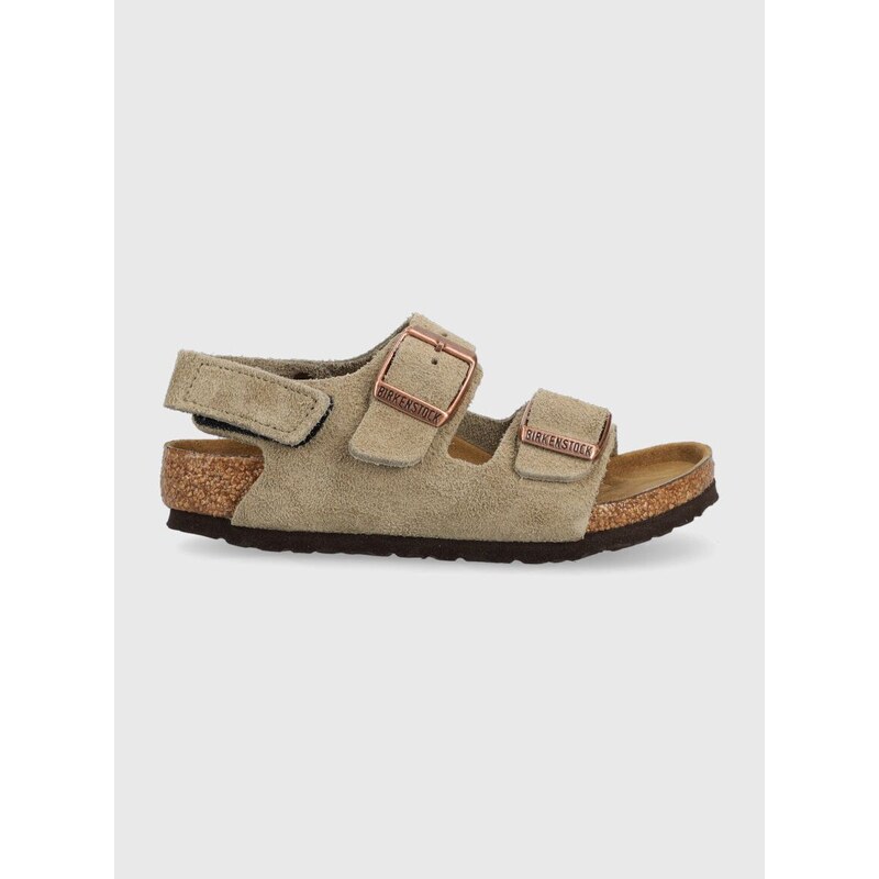 Dětské semišové sandály Birkenstock Milano béžová barva