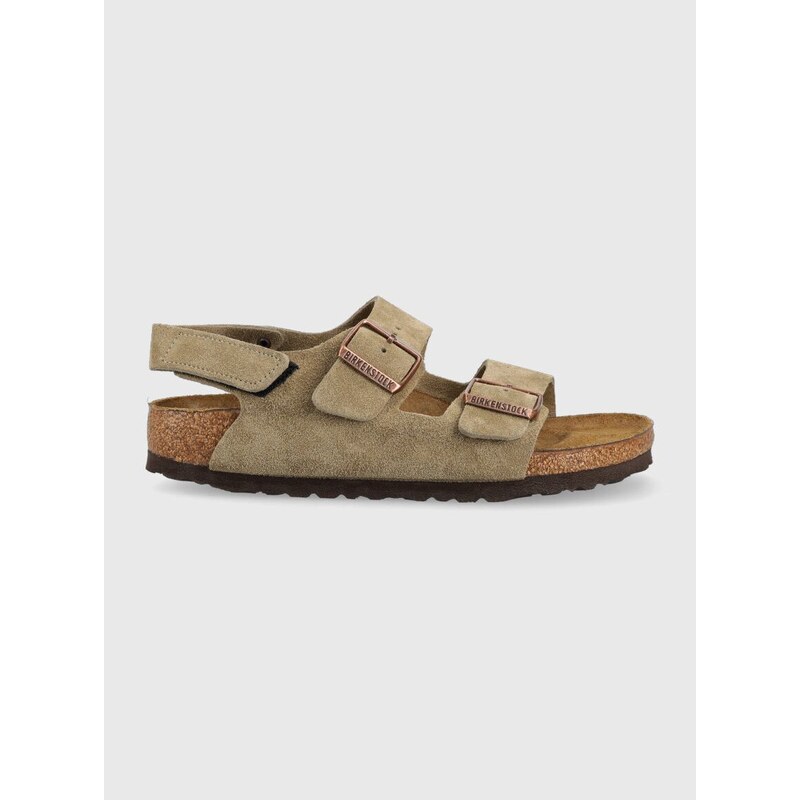 Dětské semišové sandály Birkenstock Milano béžová barva