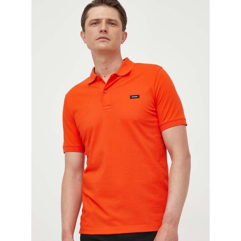 Polo tričko Calvin Klein oranžová barva