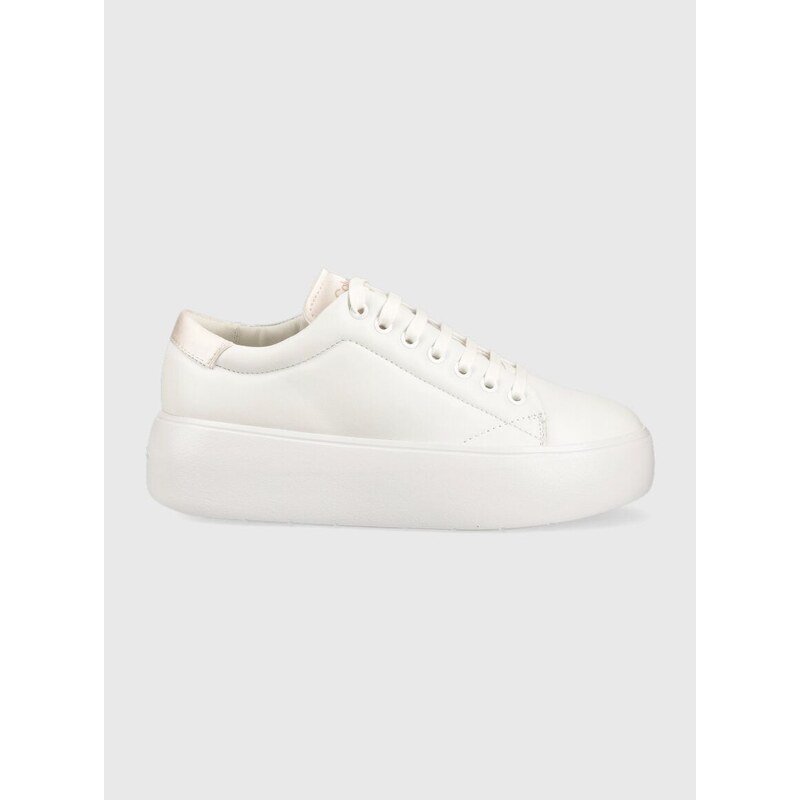 Kožené sneakers boty Calvin Klein BUBBLE CUPSOLE LACE bílá barva, HW0HW01778