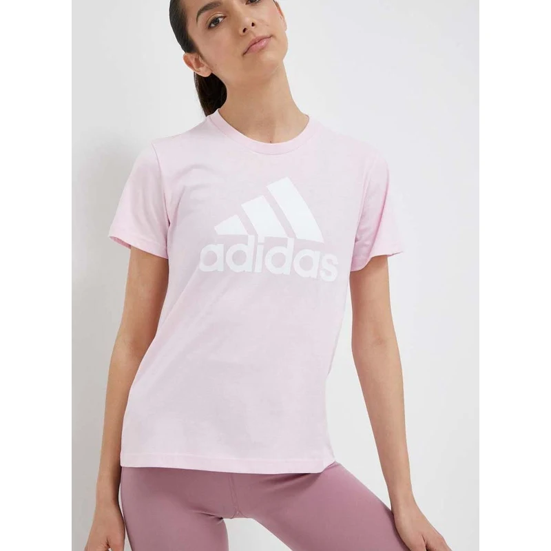 Bavlněné tričko adidas růžová barva - GLAMI.cz