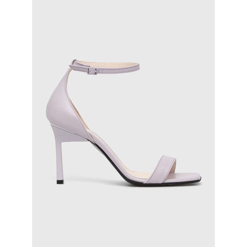 Kožené sandály Calvin Klein GEO STILETTO SANDAL fialová barva, HW0HW01610