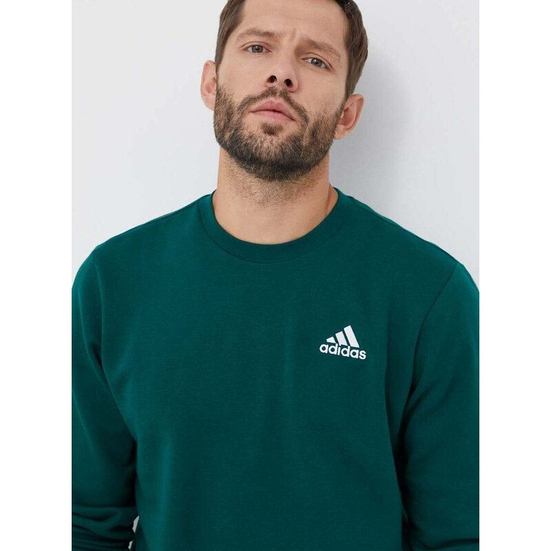 Mikina adidas pánská, zelená barva, hladká, IJ8893