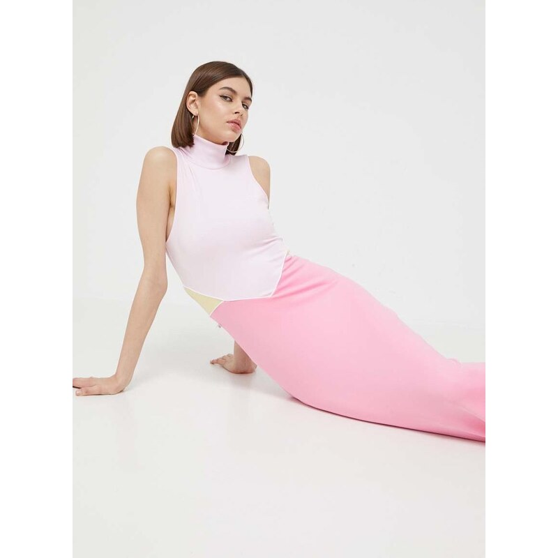 Šaty adidas Originals růžová barva, maxi