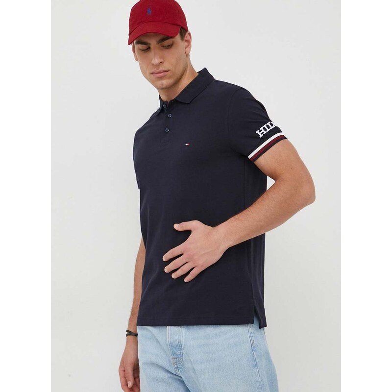 Bavlněné polo tričko Tommy Hilfiger tmavomodrá barva