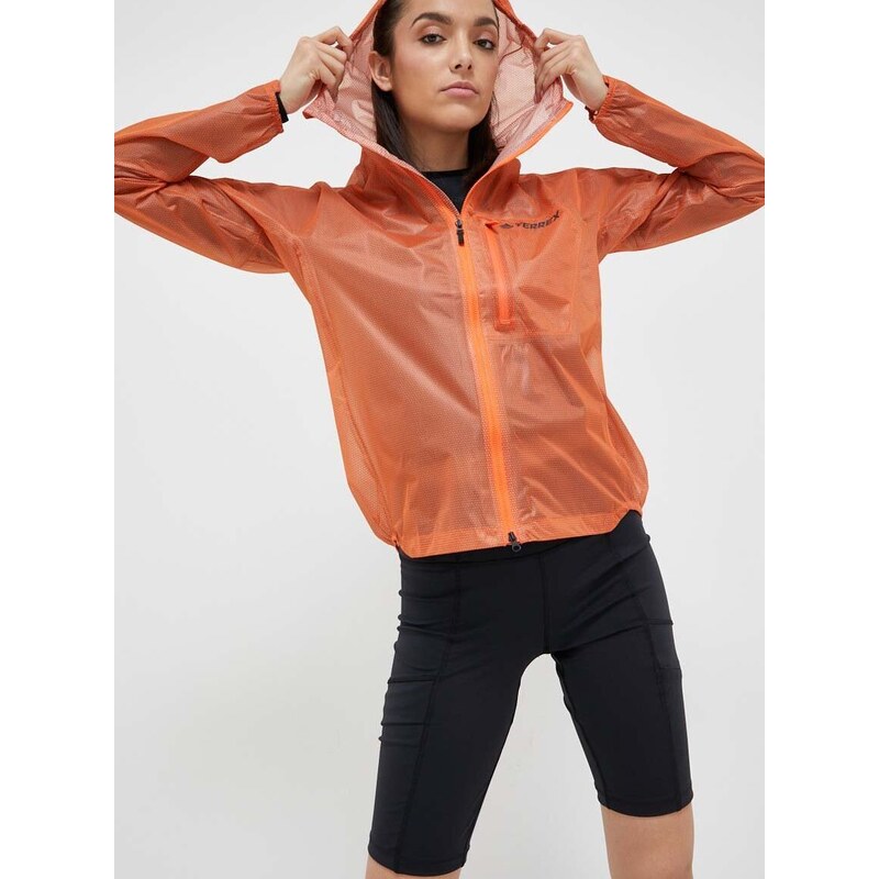 Nepromokavá bunda adidas TERREX Agravic dámská, oranžová barva