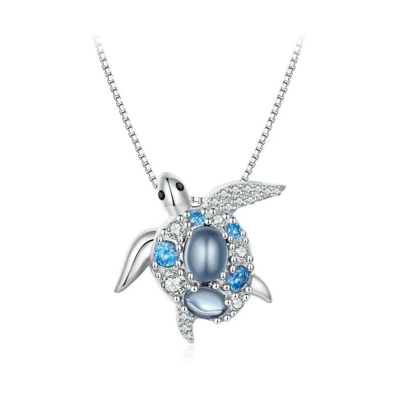 GRACE Silver Jewellery Stříbrný náhrdelník Mořská želva, stříbro 925/1000