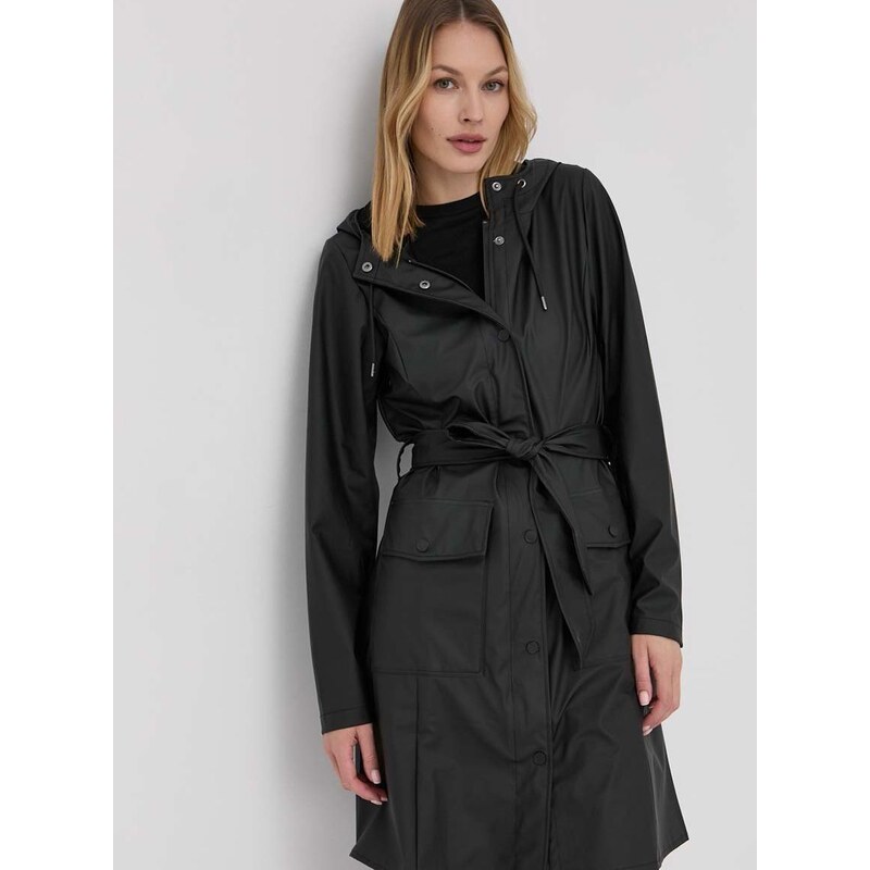 Bunda Rains 18130 Curve Jacket dámská, černá barva, přechodná