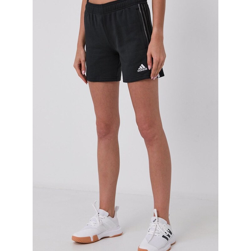 Kraťasy adidas Performance GM7330 dámské, černá barva, hladké, medium waist