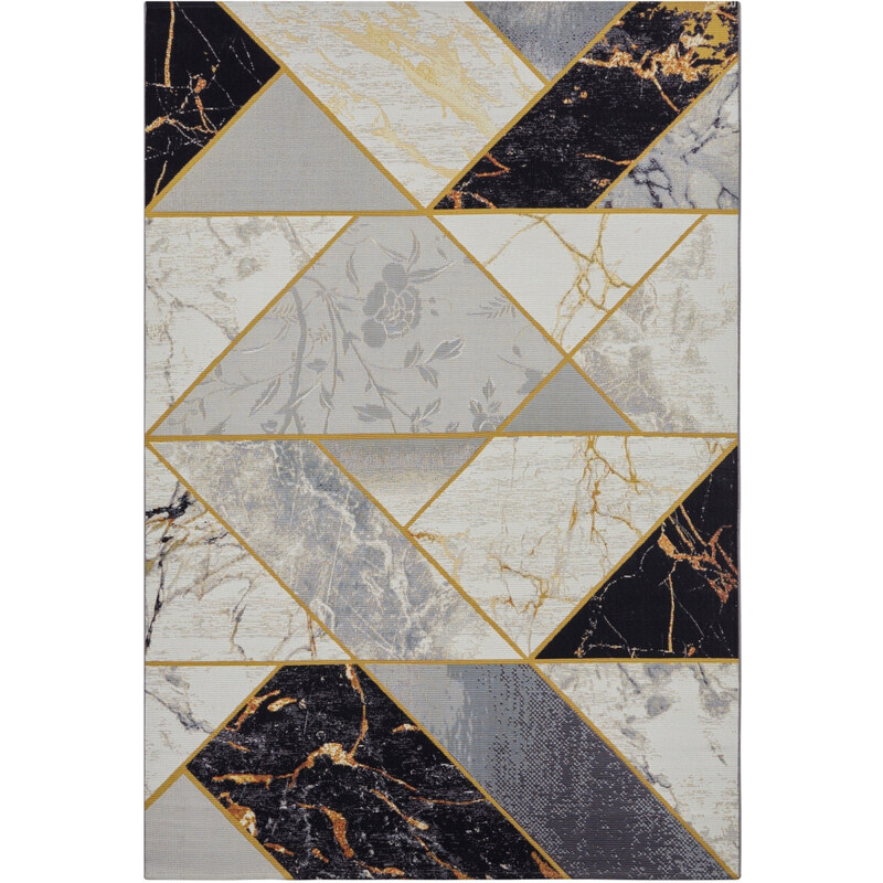 Hanse Home Collection koberce Kusový koberec Flair 105610 Noble Black Grey Gold – na ven i na doma - 80x165 cm