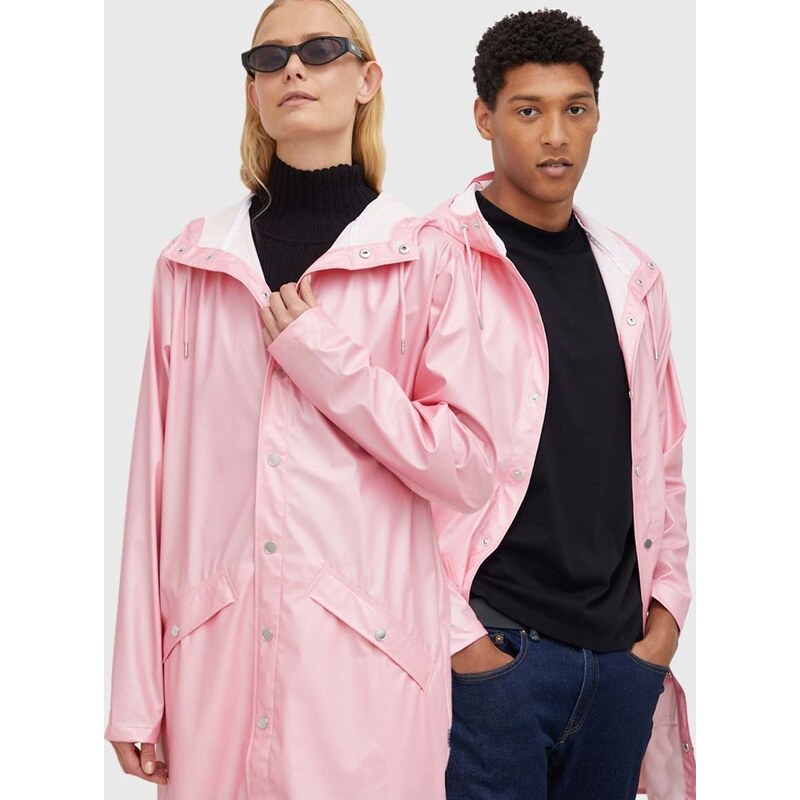 Nepromokavá bunda Rains Long Jacket růžová barva, přechodná, 12020.2-20.Pink.Sk