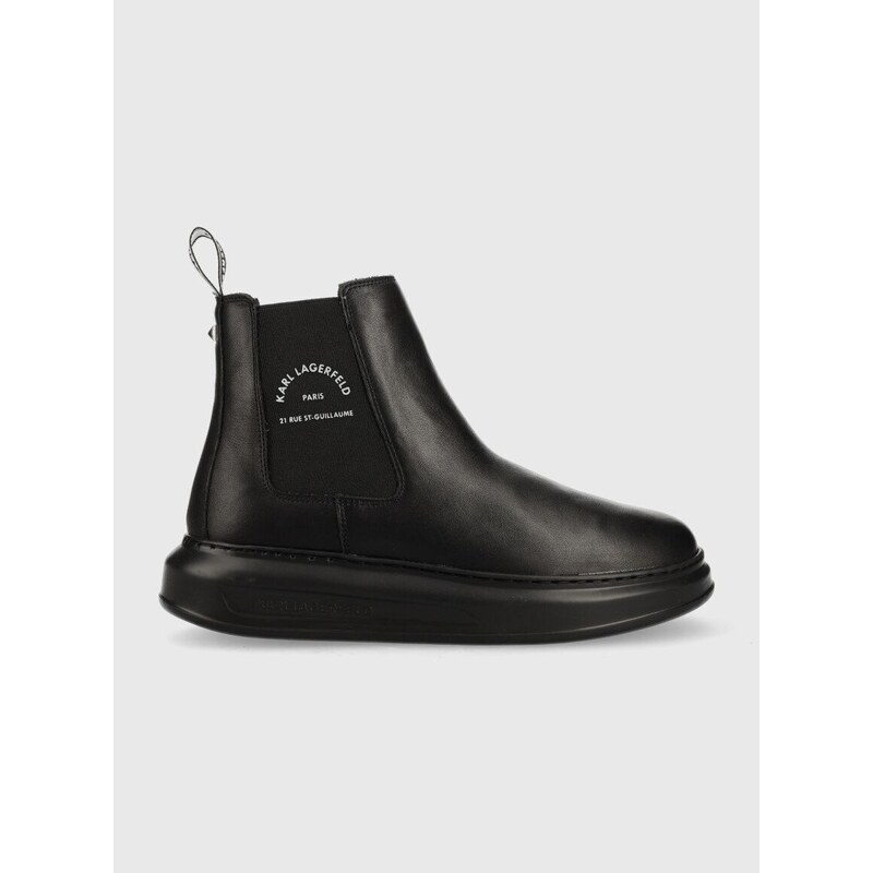 Kožené kotníkové boty Karl Lagerfeld KAPRI MENS pánské, černá barva