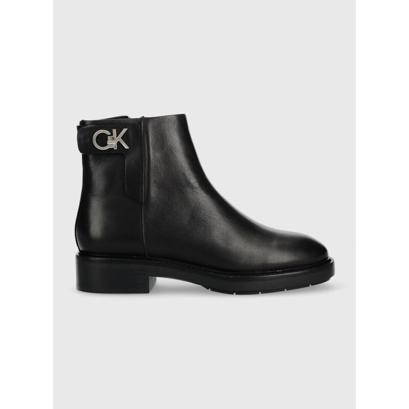 Kožené kotníkové boty Calvin Klein Rubber Sole Ankle Boot dámské