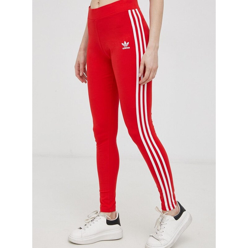 Legíny adidas Originals HD2348 dámské, červená barva, hladké, HD2348-VIVRED