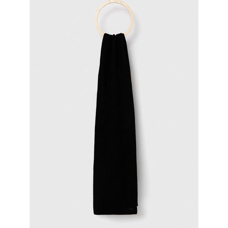 Šátek z vlněné směsi Michael Kors černá barva, hladký