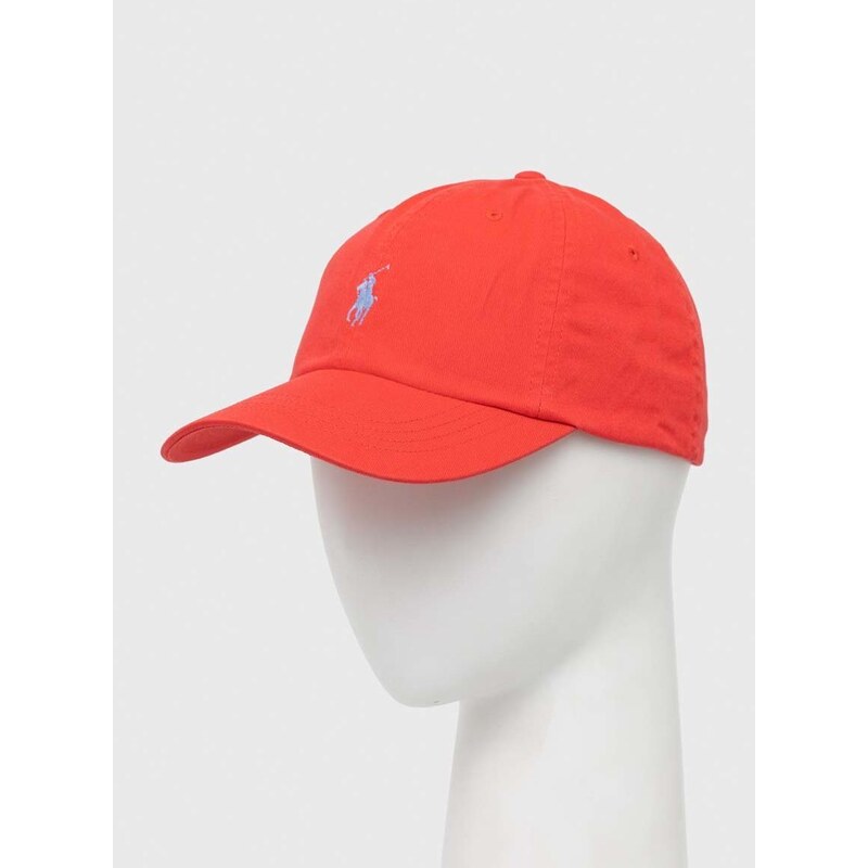 Bavlněná baseballová čepice Polo Ralph Lauren červená barva, s aplikací