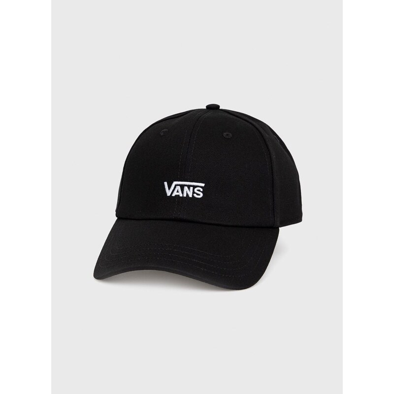 Bavlněná čepice Vans černá barva, s aplikací, VN0A4UM9Y281-BLACKWHITE