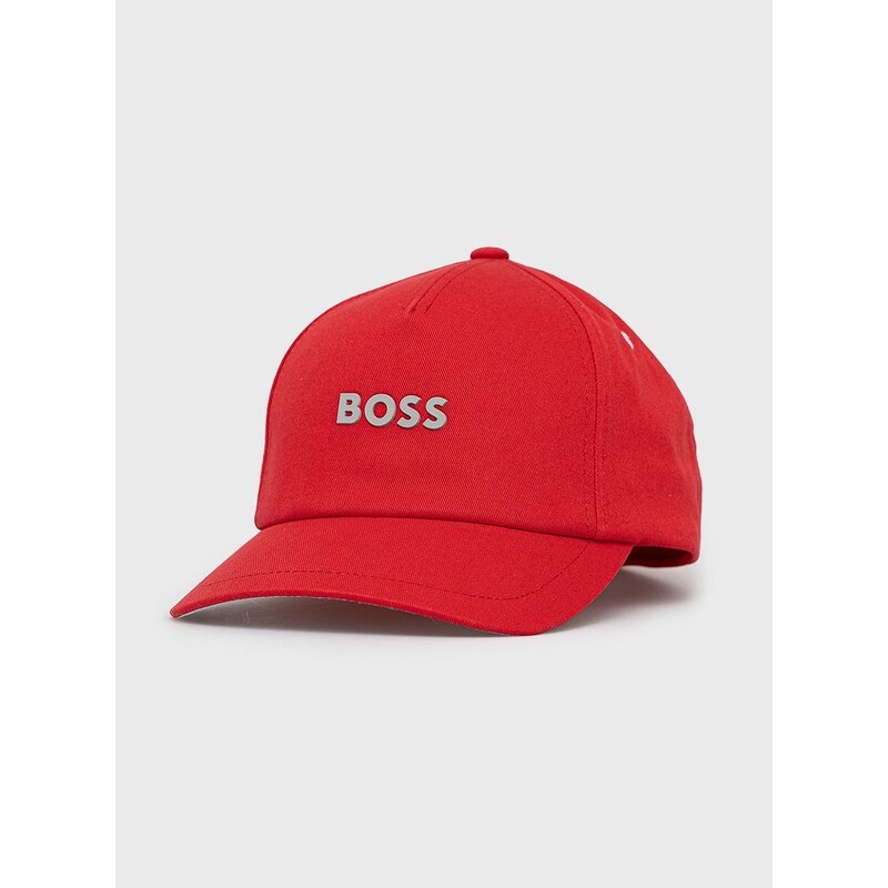 Boss Orange Bavlněná čepice BOSS Boss Casual červená barva, s aplikací