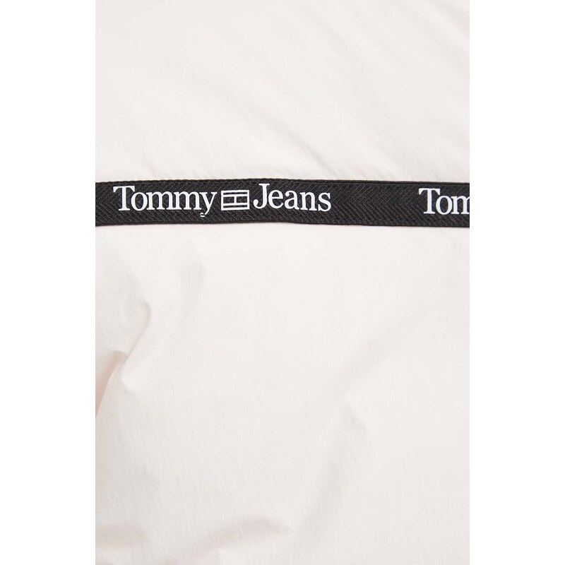 Bunda Tommy Jeans dámská, růžová barva, zimní, oversize