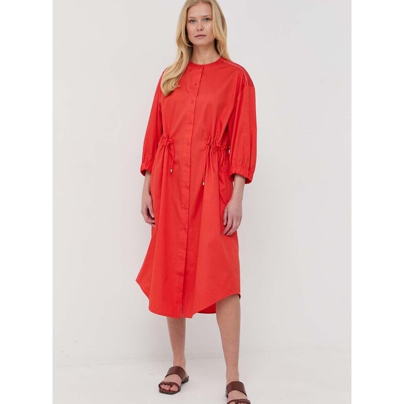 Bavlněné šaty Max Mara Leisure červená barva, midi