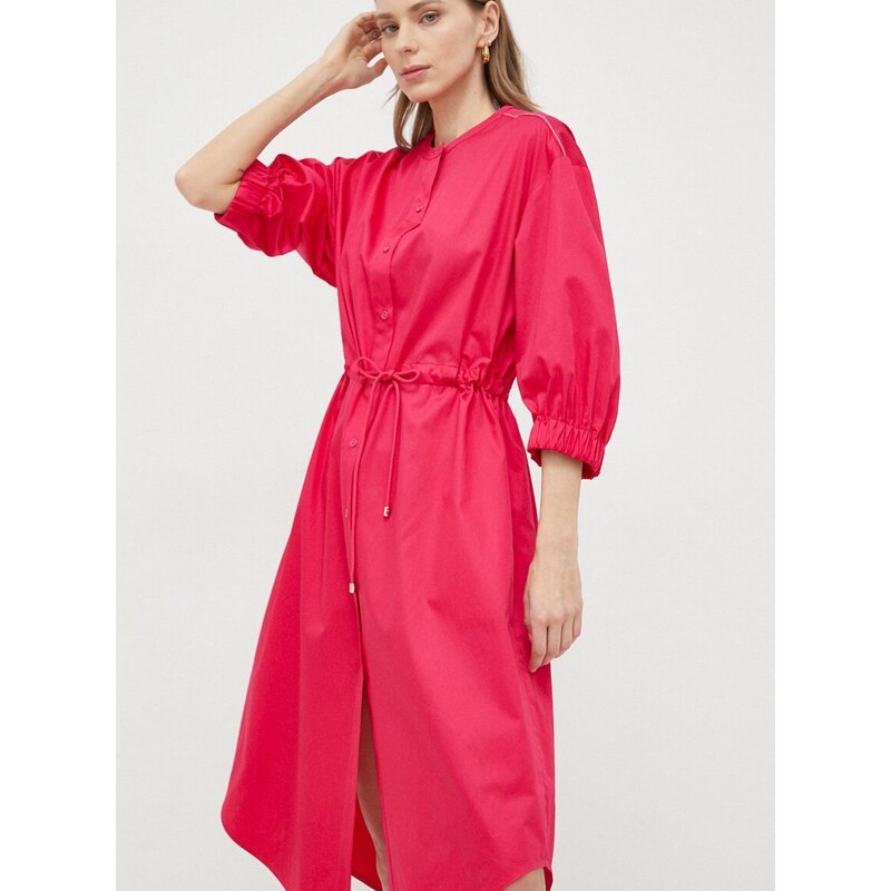Bavlněné šaty Max Mara Leisure růžová barva, midi