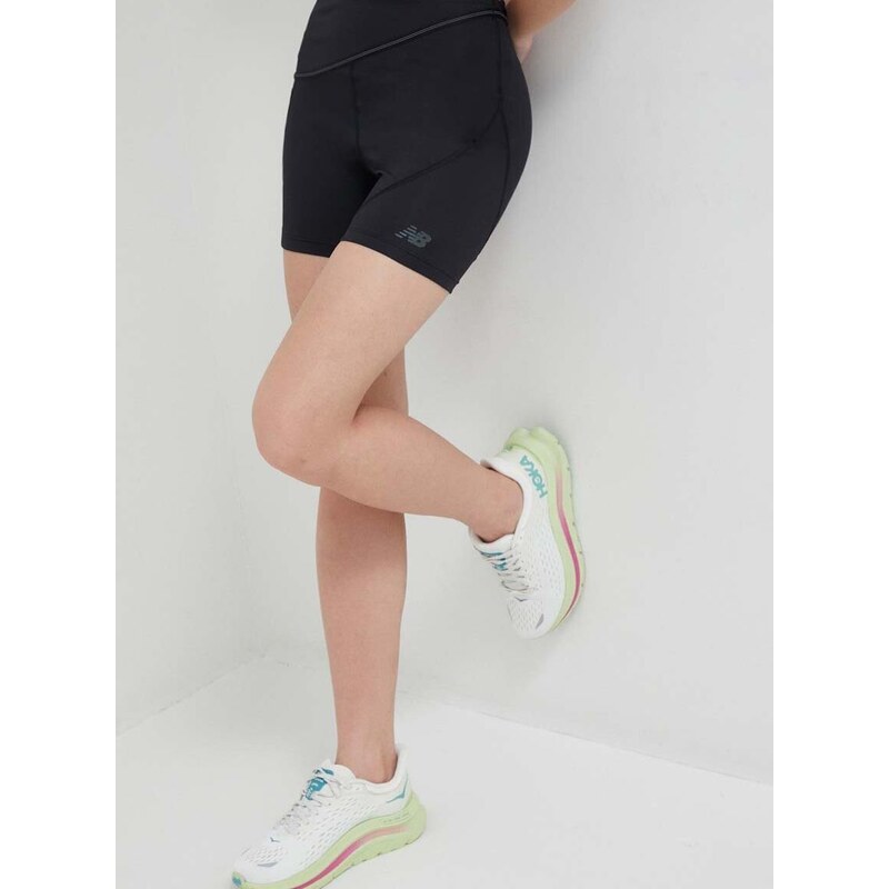 Běžecké šortky New Balance Q Speed černá barva, high waist