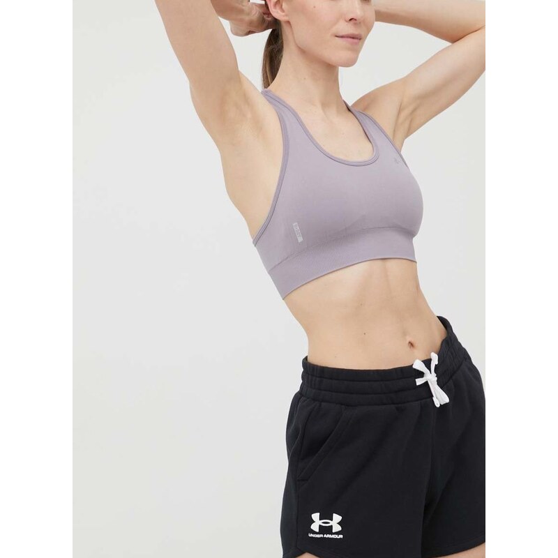 Kraťasy Under Armour Rival 1369858 dámské, černá barva, hladké, medium waist, 1369858-001