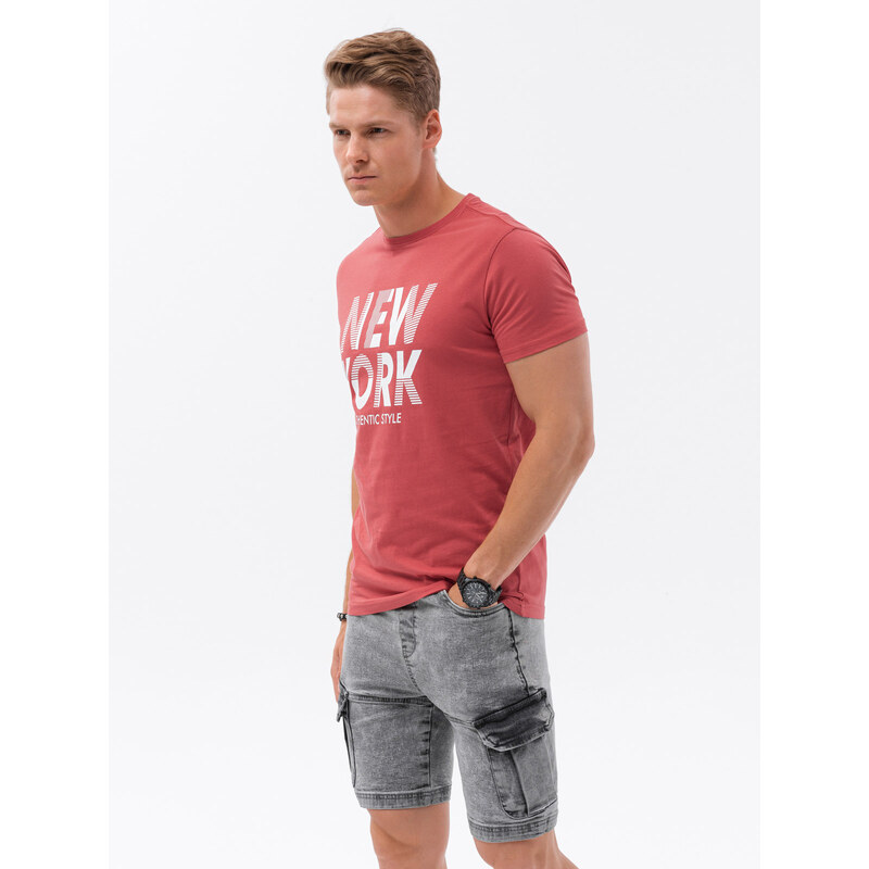 Ombre Men's printed cotton t-shirt - red