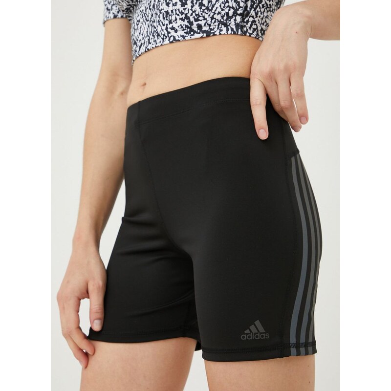 Běžecké šortky adidas Performance Run Icons černá barva, s potiskem, high waist