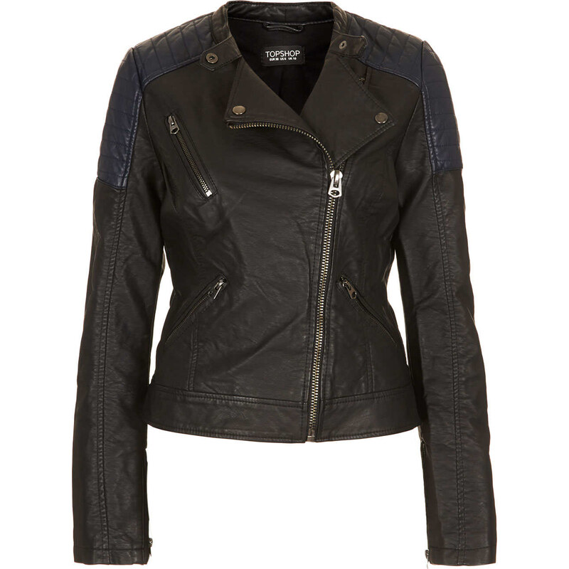 Topshop Faux Leather Biker Jacket