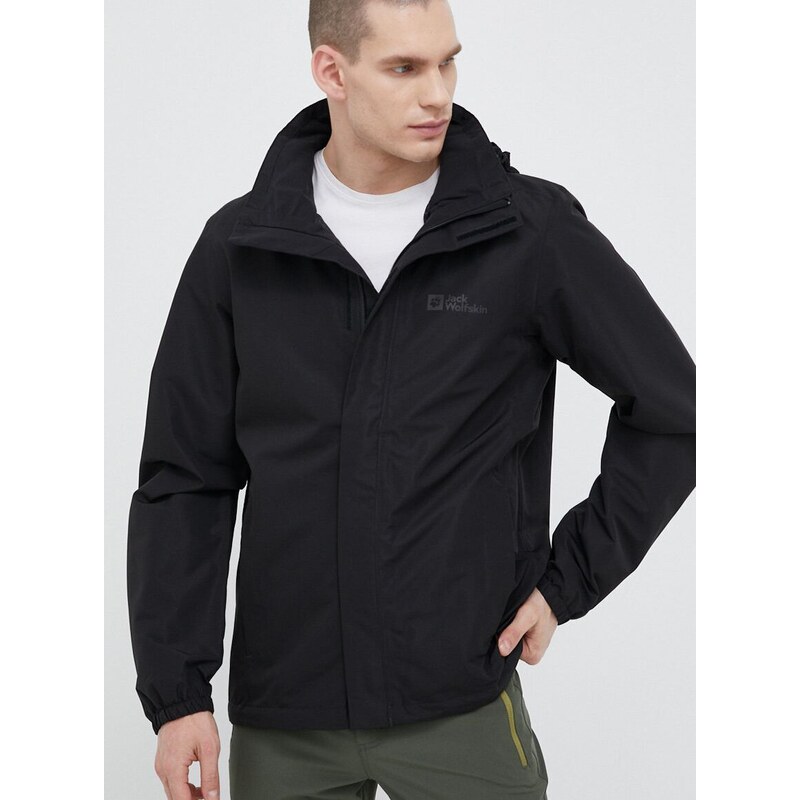 Outdoorová bunda Jack Wolfskin Stormy Point 2L JKT černá barva, 1111142