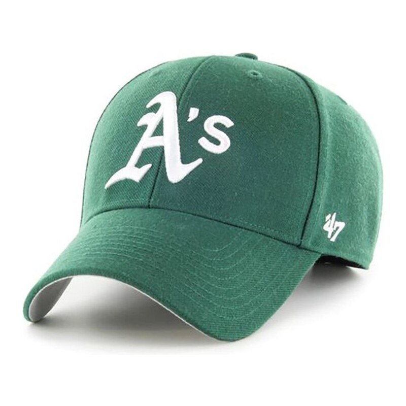 Čepice z vlněné směsi 47brand MLB Oakland Athletics zelená barva, s aplikací, B-MVP18WBV-DGE