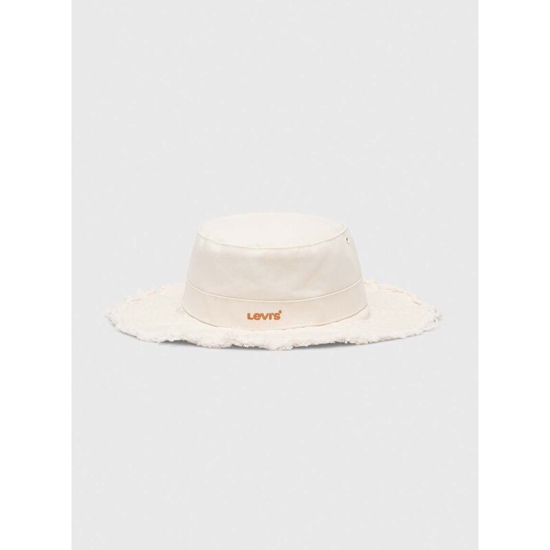 Bavlněná čepice Levi's bílá barva