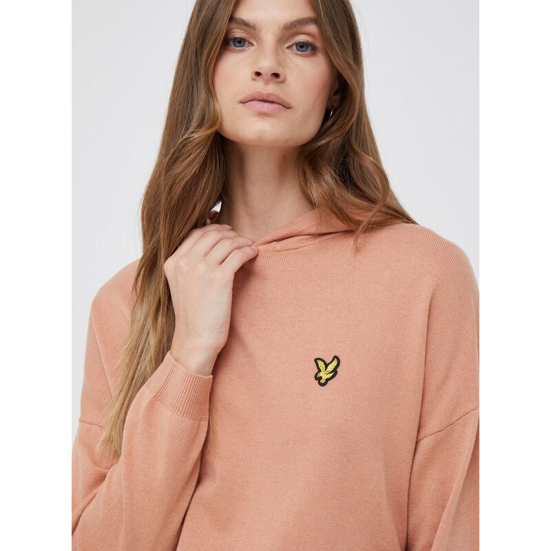 Svetr z vlněné směsi Lyle & Scott dámský, oranžová barva, lehký