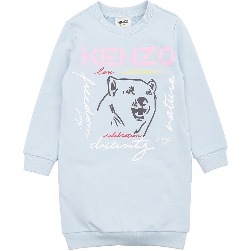 Dívčí šaty Kenzo Kids tyrkysová barva, mini