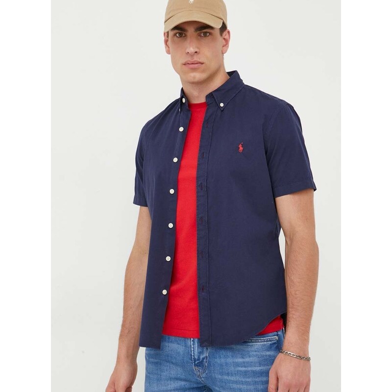 Košile Polo Ralph Lauren tmavomodrá barva, regular, s límečkem button-down