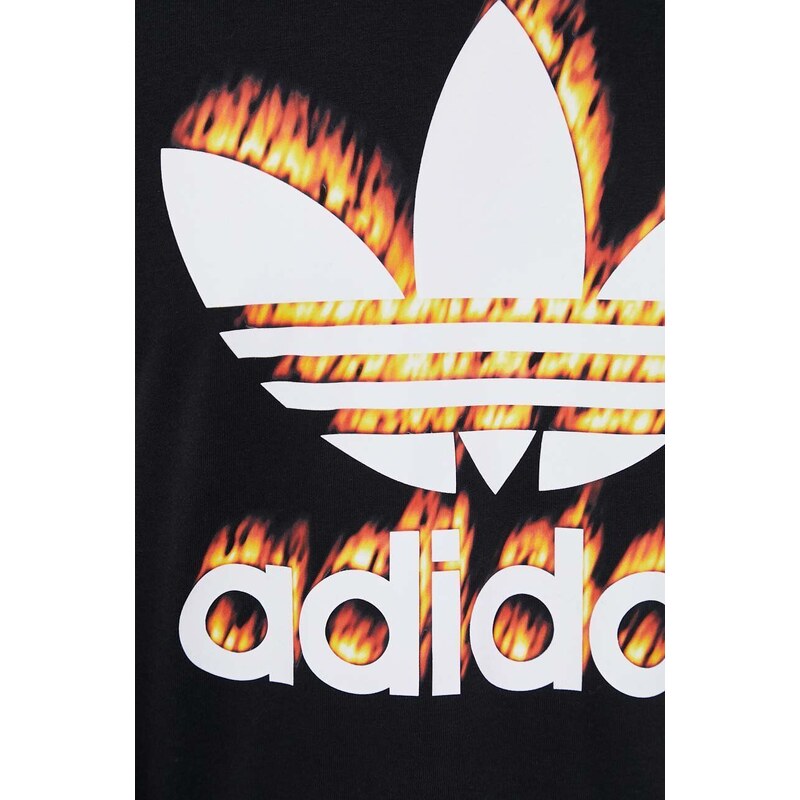 Bavlněné tričko s dlouhým rukávem adidas Originals černá barva, s potiskem